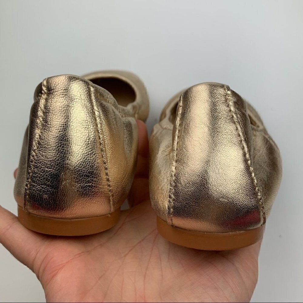 New Vince Camuto ballet flats Brindin sz 6.5 Egyptian gold leather square toe - Picture 8 of 13